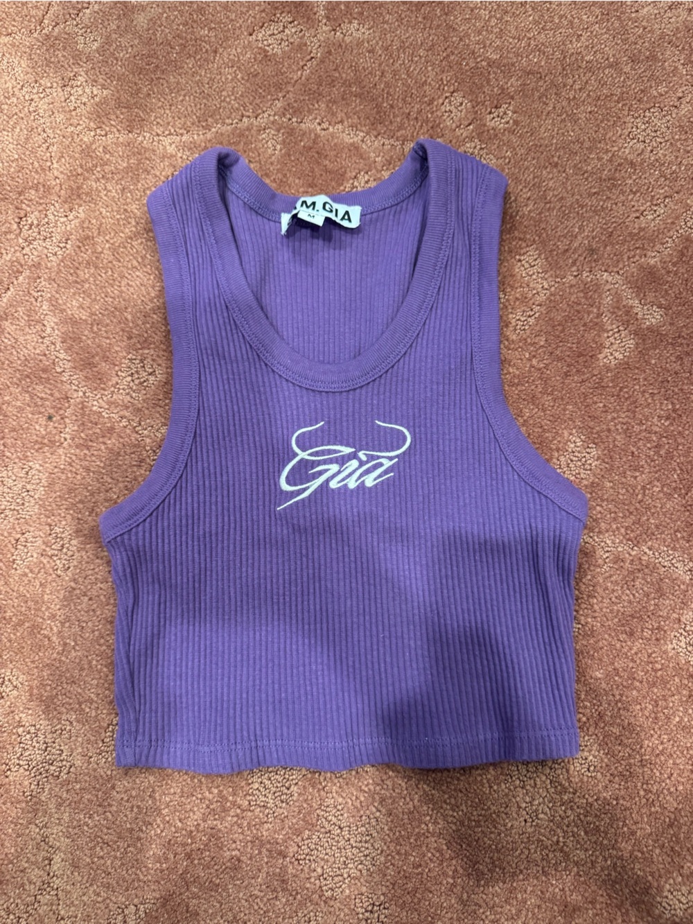 I AM GIA Ribbed Purple Crop Tank Top